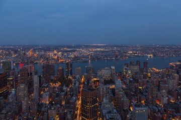 Obraz premium Aerial view of Manhattan at night, New York.