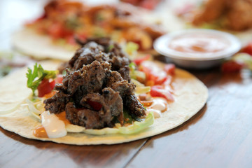 Beef steak tortilla wrap