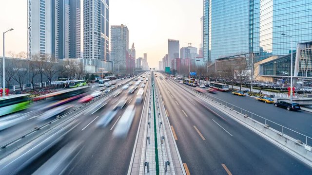 timelapse of busy traffic in beijing china