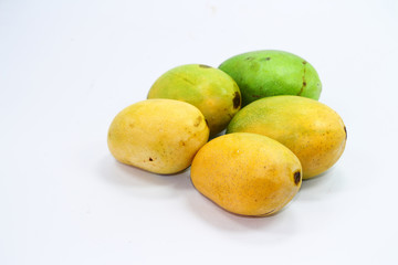 Yellow mango isolated fruit white background 