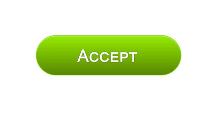 Accept web interface button green color, internet site design, online service