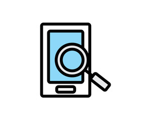 searching in phone icon design illustration,cartoon design style, designed for print and web