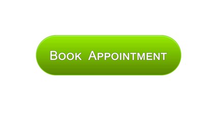 Book appointment web interface button green color, meeting date, calendar