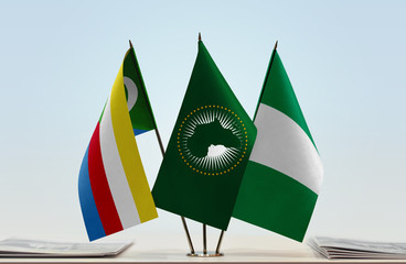 Flags of Comoros African Union and Nigeria