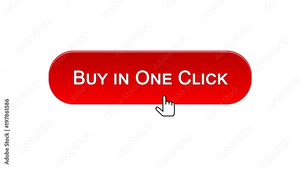 Wall mural buy in one click web interface button clicked with mouse, red color, shopping