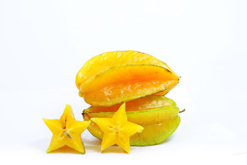 Naklejka na ściany i meble Yellow star fruit isolate on white background 
