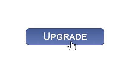Upgrade web interface button clicked with mouse cursor, violet color, update