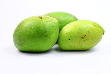 Green Mango Isolated White Background 