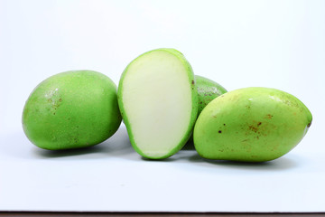 Green Mango Isolated White Background 