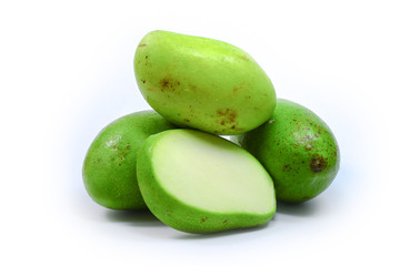 Green Mango Isolated White Background 