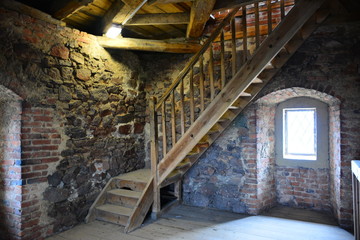 Ancient castle interior design. Tower view. Czech. Design, architecture.