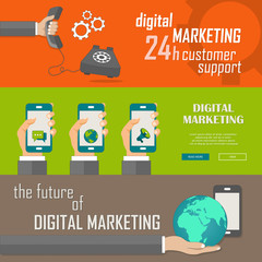 Digital marketing banners. Flat vector illustration.