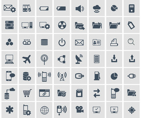 Social network, data analytic, mobile and web application icon set. Flat vector illustration