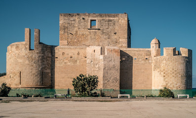 The castle of Brucoli. Syracuse province, Sicily, Italy. - obrazy, fototapety, plakaty