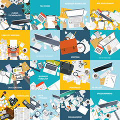 Business and technology icon set. Flat vector illustration