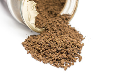 instant coffee granules, coffee break concept,