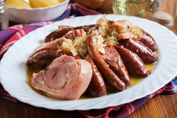 Choucroute garnie. Alsatian sauerkraut