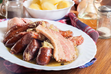 Choucroute garnie. Alsatian sauerkraut