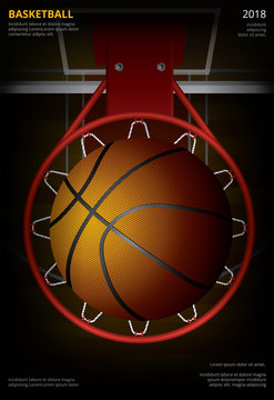 Basketball Poster Advertising Vector Illustration