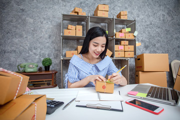 Young entrepreneurs success in doing business. Shipment Online Sales.