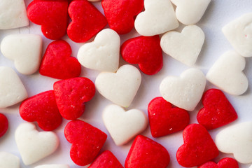 Small candy hearts, closeup