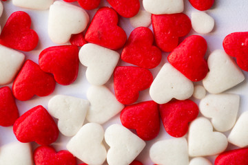 Small candy hearts, closeup