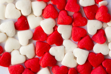 Small candy hearts, closeup
