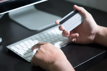 Closer Up Credit card Online payment  using smart phone for online shopping