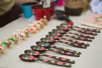 Wooden spoons with floral ornament