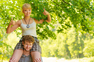 Travel couple having fun outdoor