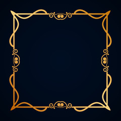 Old vintage frame with decorative ornate vintage border, retro elements. Vector illustration. Beautiful filigree ornamental template for design of frames