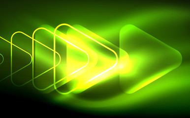 Glowing vector triangle geometric shapes in dark space