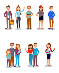 People stydents friends family kids parents vector illustration