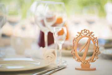 Beautiful wine and champagne glasses in the restaurant.