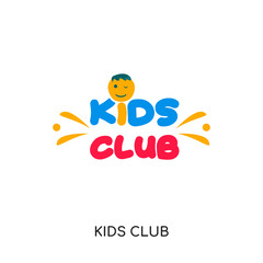 kids club logo isolated on white background for your web, mobile and app design
