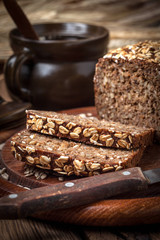 Whole Grain rye bread with seeds.