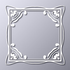 Old vintage frame with decorative ornate vintage border, retro elements. Vector illustration. Beautiful filigree ornamental template for design of frames