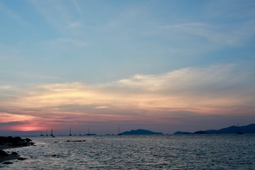 The clear sea of Koh Lipe during sunset.