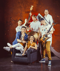 Fototapeta premium Music band performing in a studio