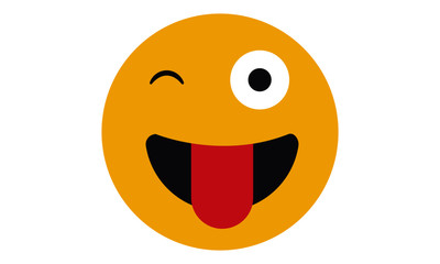 Face With Stuck-Out Tongue and Winking Eye Emoji vector illustration.