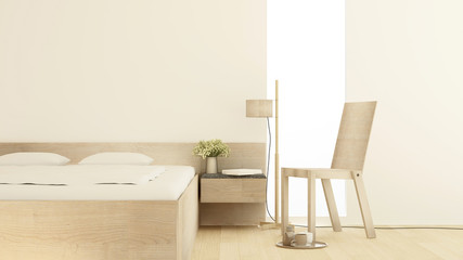 bedroom and living area in hotel or apartment - Interior simple design for artwork bedroom - 3D Rendering