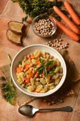 pasta with chickpeas, carrots and celery