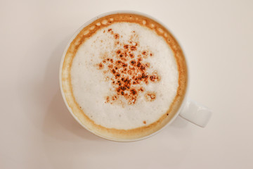 Hot cappuccino coffee drink  at cafe