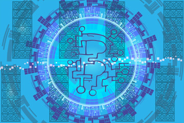 Abstract vector pattern with hand drawn elements. Block chain, crypto currency and computer network technology or business background.