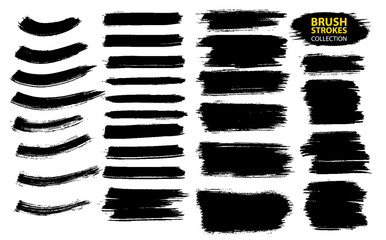Vector large set different grunge brush strokes.