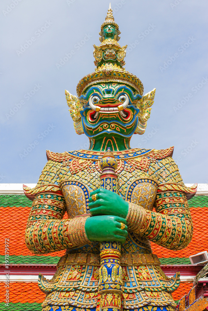 Wall mural giant in grand palace the emerald buddha temple thailand