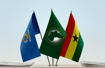 Flags of Melilla African Union and Ghana