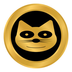 Cat button on white.