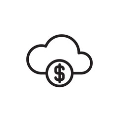 money cloud, dollar cloud outlined vector icon. Modern simple isolated sign. Pixel perfect vector  illustration for logo, website, mobile app and other designs