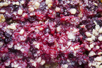 Fresh pie cramble with berries  close-up